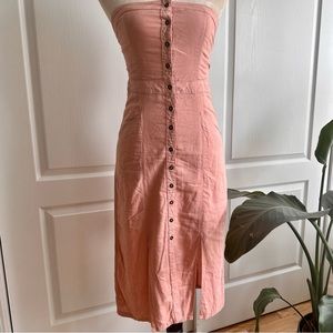 URBAN OUTFITTERS BDG LINEN STRAPLESS DRESS